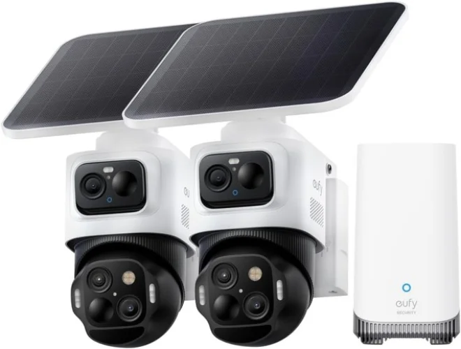 eufy eufyCam S4 4K Solar Camera Wireless Outdoor Triple Lens Bullet-PTZ 2-Cam Security System