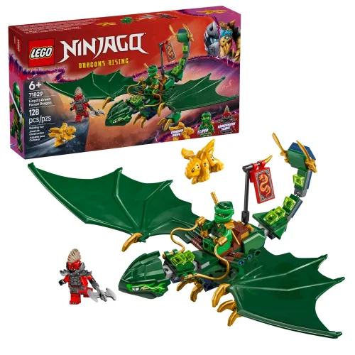 LEGO NINJAGO Lloyd's Green Forest Dragon Building Toy Set with 2 Minifigures and Baby Figurine