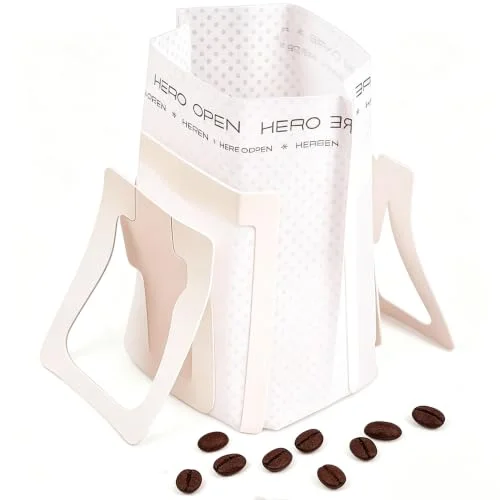 50 Count Drip Coffee Filters, Disposable Hanging Ear Mesh Bags for Single-Serve Hand Brewing
