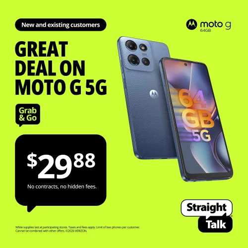 Straight Talk Motorola moto g 2025, 5G, 64GB, Blue - Prepaid Smartphone Locked to Straight Talk