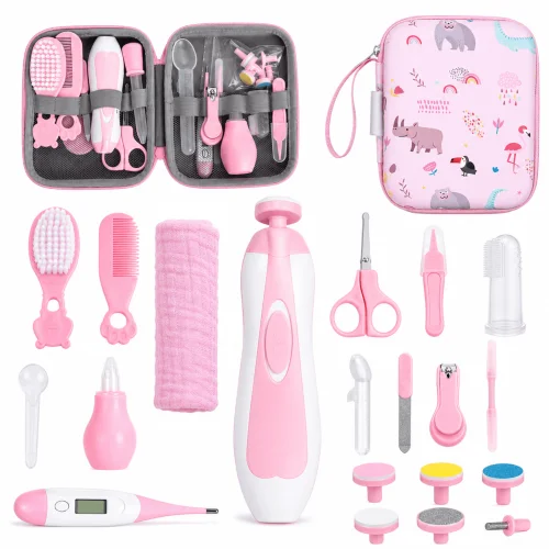 Byseng 21 in 1 Baby Grooming Kit with Electric Nail Trimmer, Comb, Brush, Nail Clippers and Case