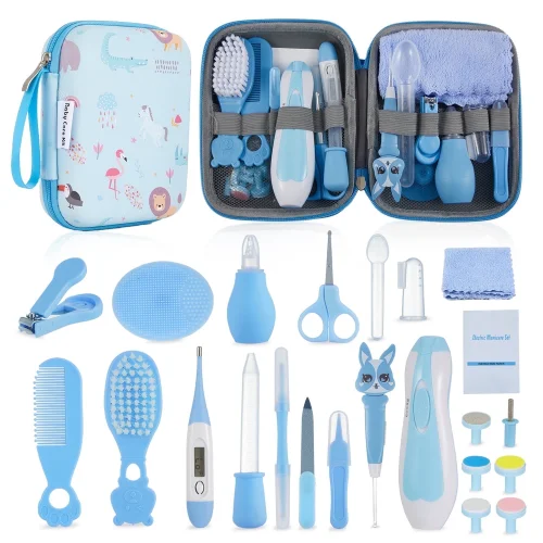 Lictin 23-in-1 Baby Healthcare and Grooming Kit with Electric Safety Nail Trimmer, Blue