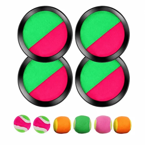 GVDV Toss and Catch Game Set with 4 Paddles and 6 Balls for Outdoor and Indoor Backyard Games