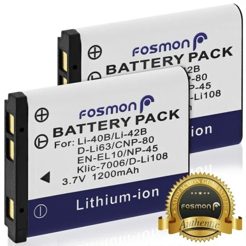 Fosmon 2x 1200mAh Replacement Battery Pack for Fujifilm NP-45 Battery