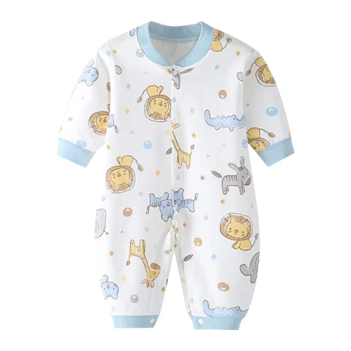 Busydd Newborn Baby Boys Girls V-Neck Long Sleeve Romper Unisex Cotton Blend Infant Jumpsuit