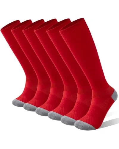 Funjoon 3-Pack Soccer Baseball Cushion Sport Knee High Socks for Kids Youth Boys and Girls