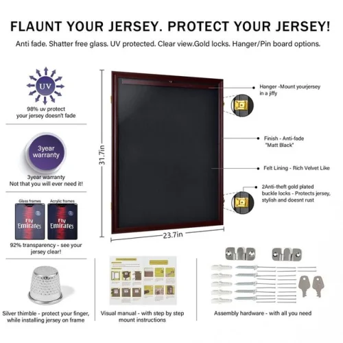 PRO UV Football Jersey Frame Display Case Large Frames Shadow Box for 2026 FIFA Memorabilia