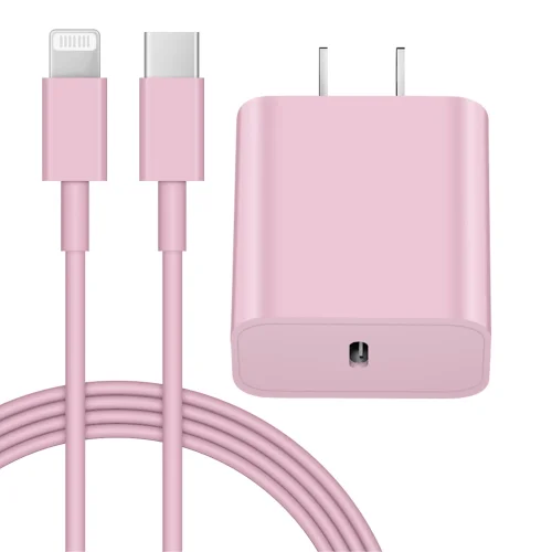 Coreykin 20W USB C Wall Charger with 6FT Fast Charging Cable Compatible with iPhone Models - Pink