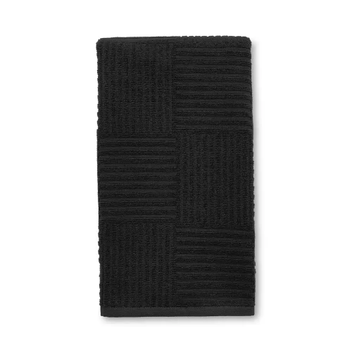 Mainstays Black Cotton Sculpted-Rib Weave Kitchen Towel, 1 Count