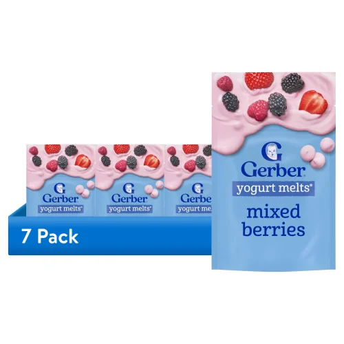 (7 pack) Gerber Stage 3 Baby Snacks, Yogurt Melts, Mixed Berries, 1 oz