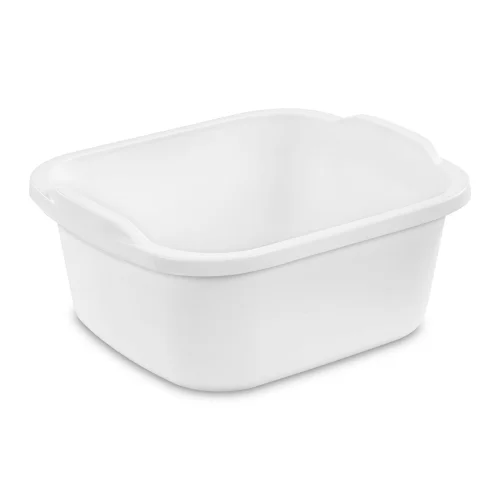 Sterilite 12 Qt. Dishpan, Multi-Purpose Plastic Wash Tub for Kitchen and Household Use, White