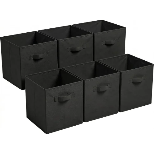 6-Pack 11&rdquo;x11&rdquo;x11&rdquo; Foldable Storage Bin Collapsible Closet and Toy Organization Fabric Cube, Black