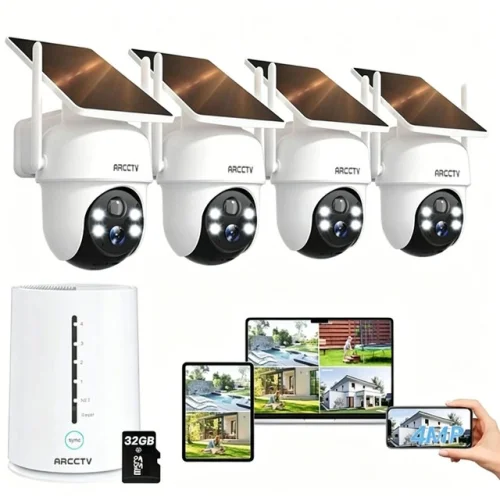 ANRAN Outdoor Wireless Security Camera System Solar Battery Powered WIFI PTZ PIR