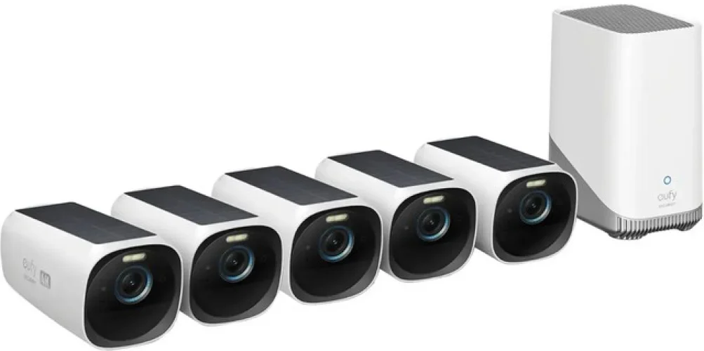 5-Cam Kit eufy eufyCam 3 Wireless 4K Solar Powered Security Camera System, Refurbished
