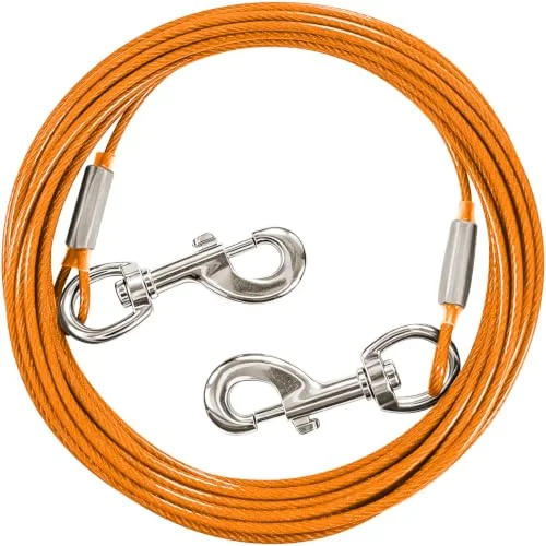Mi Metty 15FT Dog Tie Out Cable, Heavy Duty Dog Runner for Small to Large Dogs Up to 125 lbs