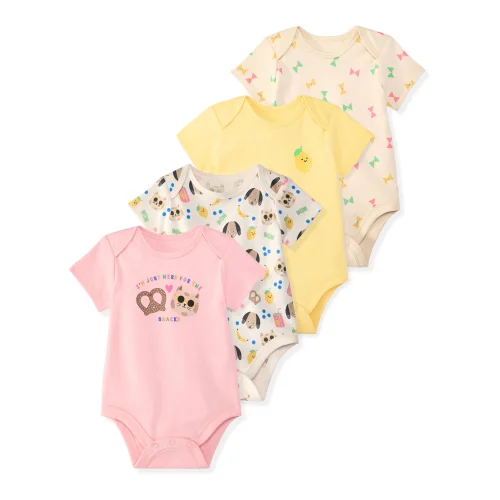 4-Pack Garanimals Newborn & Baby Girl Cotton Lap-Shoulder Short-Sleeve Bodysuits, Sizes 0&ndash;24M