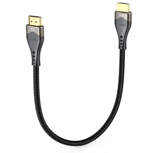 DIOOEER Short HDMI Cable 1.2FT 10K 8K, Small HDMI 2.1 Braided Cable