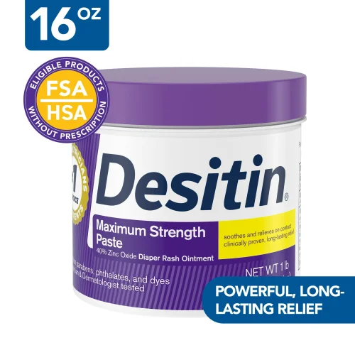 Desitin Maximum Strength Baby Diaper Rash Cream with 40% Zinc Oxide, 16 oz Jar