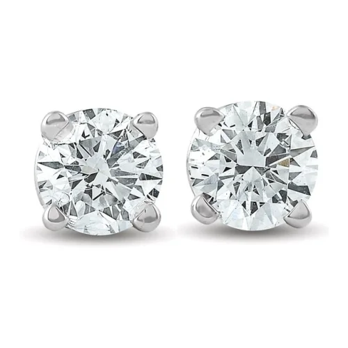 1.25CT TW Round Cut Lab Grown Diamond Studs with Screw Backs Crafted in 14K White Gold