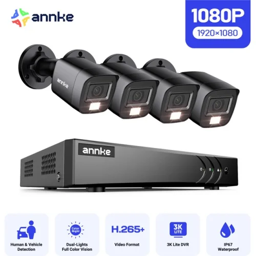 ANNKE 3K Lite 8CH DVR 1080P CCTV Outdoor Night Vision Security Camera System with AI Technology