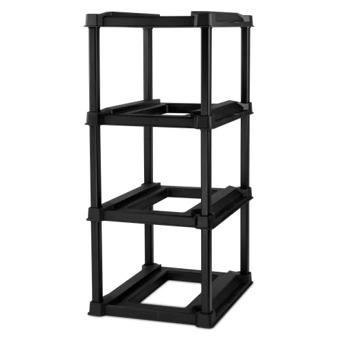 4 Tier Tote Rack, Holds Four 27 Gallon Industrial Storage Totes, Heavy Duty Garage Storage Organizer