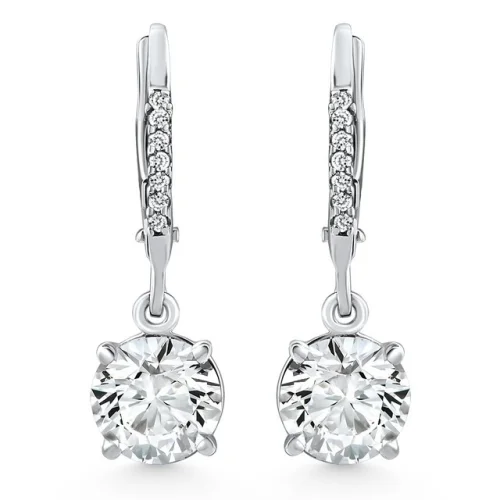 2.07Ct TW Diamond Dangle Lever Back Hoops in 10k White Gold Lab Grown