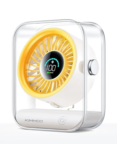 KIMMOO USB Desk Fan, Quiet Table Fan with Turbo Airflow, 100 Speeds, Digital Display, 90&deg; Rotating