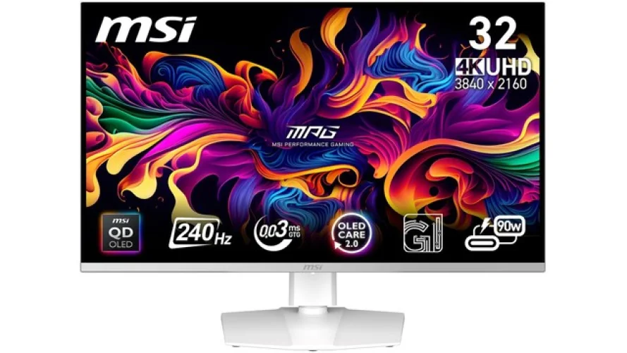 MSI MPG 321URXW QD-OLED 32-Inch UHD Gaming Monitor with 240Hz Refresh Rate and 0.03ms Response Time