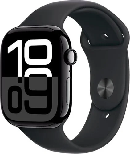 Geek Squad Certified Refurbished Apple Watch Series 10 (GPS) 46mm Aluminum Case with Black Sport Band