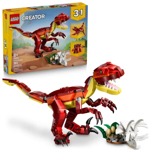 LEGO Creator 3 in 1 Fierce Dinosaur Building Toy for Kids Ages 8 and Up, 283-Piece Set (31379)