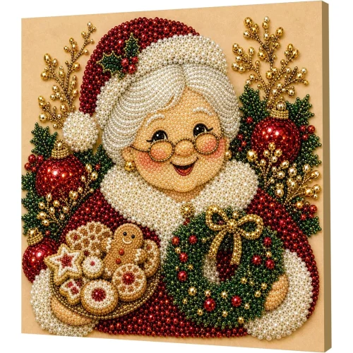 2027 Christmas DIY Pearl Diamond Art Kit with Frame (Santa Claus) 3D Textured Gem Art 20x20cm