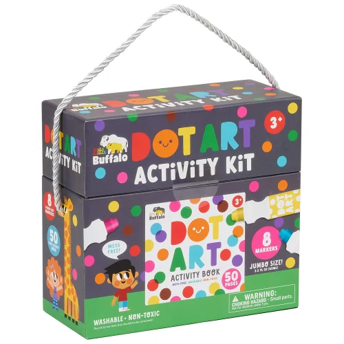 Little Buffalo Dot Art Activity Kit for Kids by Buffalo Games with 50 Pages and 8 Jumbo Markers