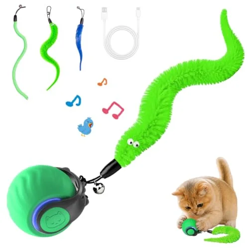 Interactive Cat Toy with Bird Sounds, 6 Speed Modes, and 3 Interchangeable Teaser Tails for Cats