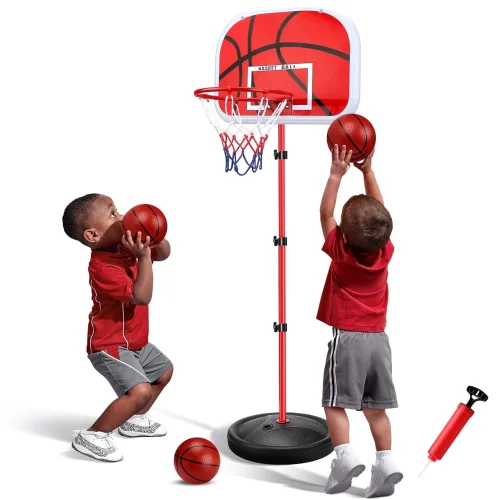 Ayieyill Kids Basketball Hoop, Adjustable Height 2.8-5 FT Indoor and Outdoor Basketball Goal Set