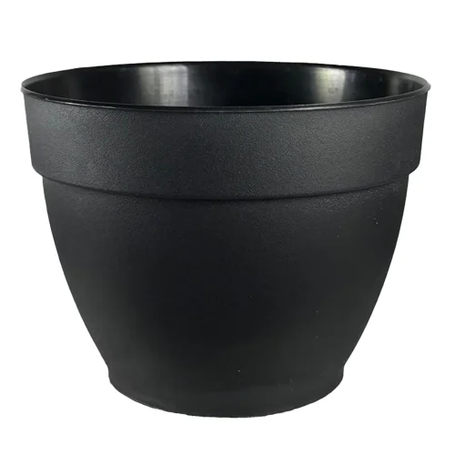 Jacinto Recycled Plastic Planter, 15 Inch Opening Diameter, Black Color