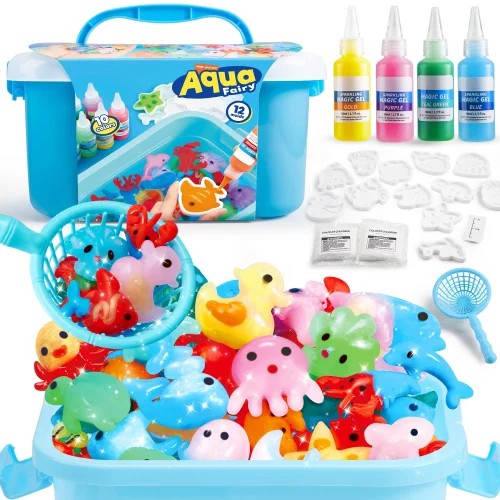 Joyfy Magic Water Elf Toy Kit with 10 Magic Gels and 12 Sea Creature Molds for Kids Age 3 and Up