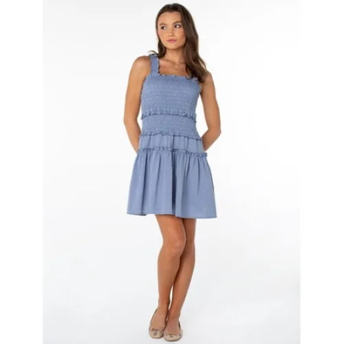 Celebrity Pink Women's and Women's Plus Smocked Ruffle Mini Dress, Available in Sizes XS through 4X
