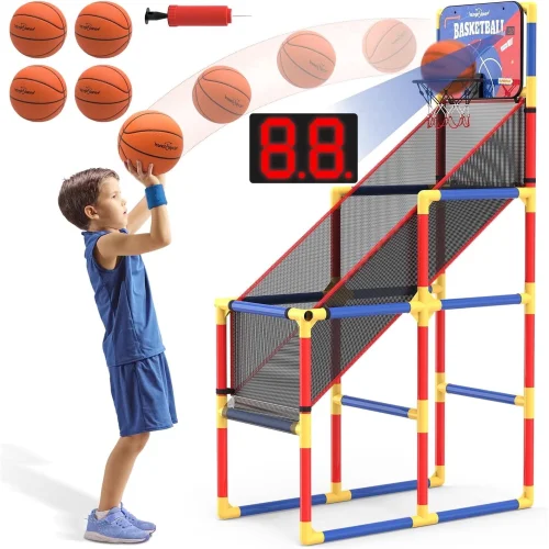Lenbar Kids Basketball Hoop Arcade Game with Electronic Scoreboard and 4 Balls for Ages 3 to 12