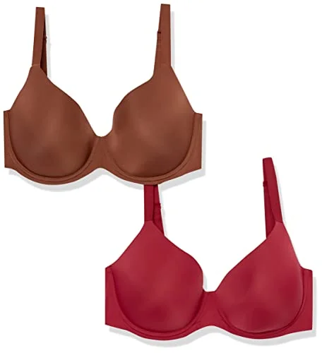 2-Pack Amazon Essentials Women's Full Coverage Microfiber Underwire Bra, Lightly Padded, 36D