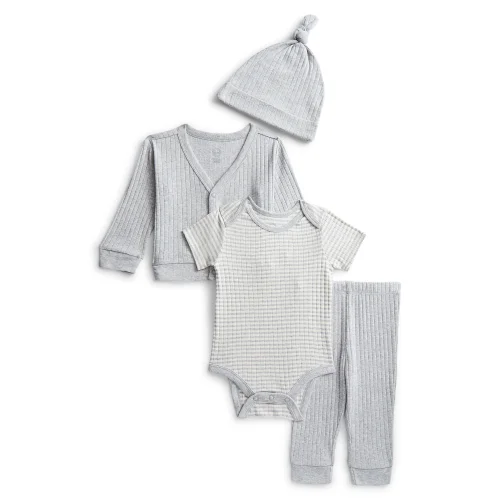 4-Piece Wonder Nation Organic Cotton Baby Gender Neutral Take Me Home Layette Gift Set, NB-9 Months