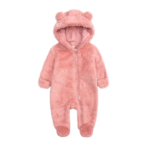 Elainilye Fashion Unisex Baby Plush Bear Ears Winter Thick Warm Jumpsuit Romper, 3-6 Months