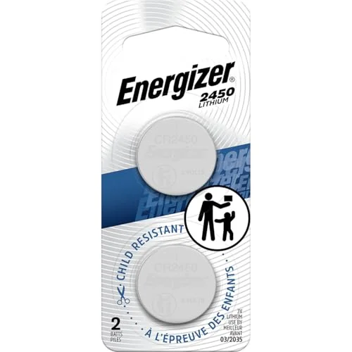 2 Pack Energizer 2450 Lithium Coin Battery, 3 Volt CR2450 Replacement for L52, DL2450, and 5029LC