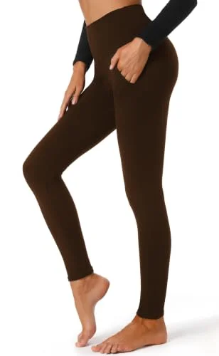 FULLSOFT Fleece Lined Leggings Women with Pockets Tummy Control High Waisted Workout Winter Pants