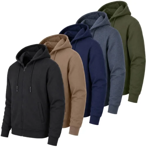 Men's Heavy Weight Regular Fleece Lined Zip Up Hoodie Sweater Jacket