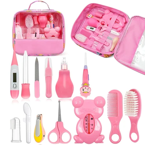 BUSATIA 13-in-1 Baby Grooming Kit, Infant Safety Care Set with Hair Brush, Comb, and Nail Clipper