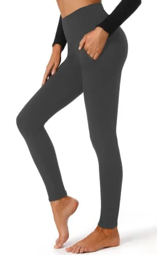 FULLSOFT Fleece Lined Leggings Women with Pockets Tummy Control High Waisted Workout Winter Warm