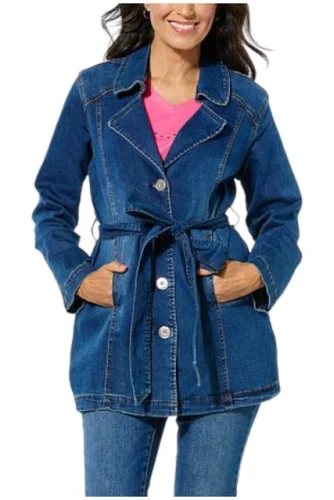 DG2 by Diane Gilman New Classic Stretch Denim City Jacket in Midtone