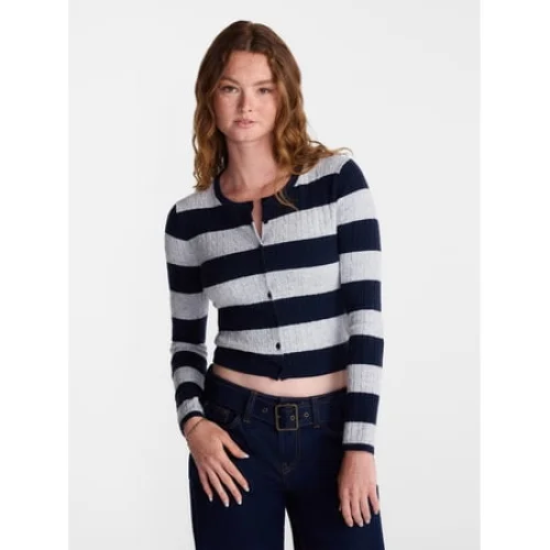 No Boundaries Cable Knit Crewneck Cardigan, Women's Sizes XXS-4X
