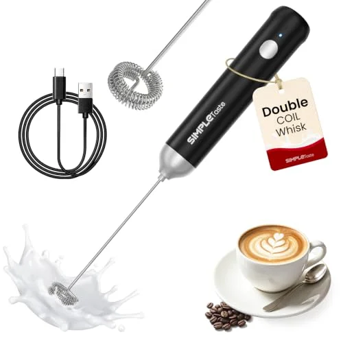 SIMPLETASTE Rechargeable Handheld Milk Frother Wand Drink Mixer for Coffee