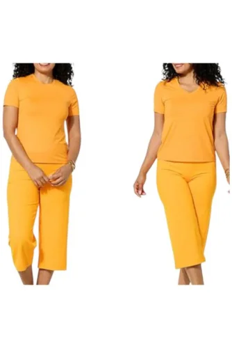 Joy Collection Women's Two Performance Tees with Headband in Tangerine